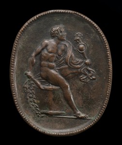 15th or 16th century cast, after an ancient model<br /><i>Diomedes and the Palladium</i><br />Bronze/dark brown patina, 5.1 x 4.1 cm (2 x 1 5/8 in.)<br />National Gallery of Art, Washington, DC, Samuel H. Kress Collection<br />Image courtesy of the Board of Trustees, National Gallery of Art