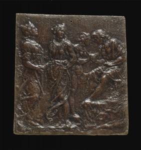 Francesco di Giorgio Martini<br /><i>The Judgment of Paris</i>, c. 1475/1485<br />Bronze/dark patina (black lacquer somewhat rubbed over rich reddish-brown bronze), 13.7 x 13 cm (5 3/8 x 5 1/8 in.)<br />National Gallery of Art, Washington, DC, Samuel H. Kress Collection<br />Image courtesy of the Board of Trustees, National Gallery of Art