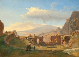 Louise-Joséphine Sarazin de Belmont  The Roman Theater at Taormina, 1828 Oil on paper on canvas, 43.2 x 59.7 cm (17 x 23 1/2 in.) National Gallery of Art, Washington, DC, Gift of Frank Anderson Trapp Image courtesy of the Board of Trustees, National Gallery of Art