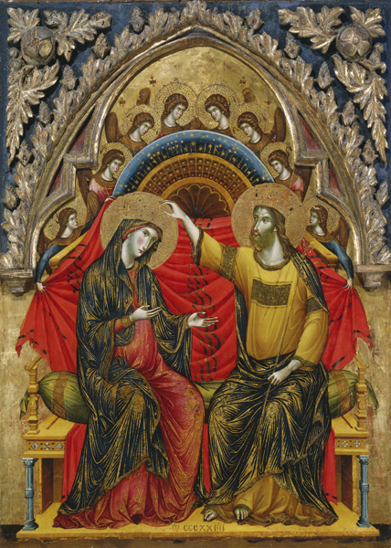 Paolo Veneziano<br /><i>The Coronation of the Virgin</i>, 1324<br />Tempera on panel, 99.1 x 77.5 cm (39 x 30 1/2 in.)<br />National Gallery of Art, Washington, DC, Samuel H. Kress Collection<br />Image courtesy of the Board of Trustees, National Gallery of Art
