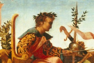 Jacapo Palma il Vecchio<br /><i>The Triumph of Caesar (detail of Caesar’s head)</i>, c. 1510<br />Oil on wood<br />Lowe Art Museum, University of Miami, Gift of the Samuel H. Kress Collection