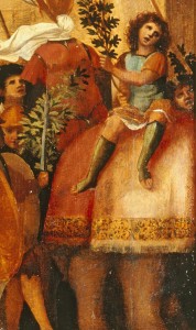 Jacapo Palma il Vecchio<br /><i>The Triumph of Caesar</i> (detail of elephant), c. 1510<br />Oil on wood<br />Lowe Art Museum, University of Miami, Gift of the Samuel H. Kress Collection
