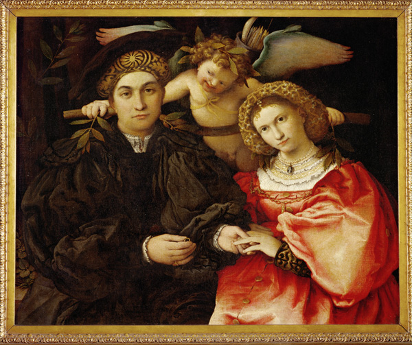 Lorenzo Lotto<br /><i>Marsilio Cassotti and His Bride, Faustina</i>, 1523<br />Oil on canvas, 71 x 84 cm (27 15/16 x 33 1/16 in.)<br />Museo del Prado, Madrid<br />Erich Lessing/Art Resource, NY