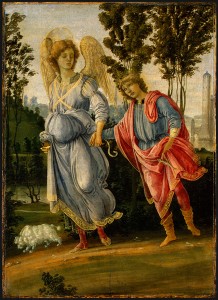 Filippino Lippi Tobias and the Angel, c. 1475/80 Oil and tempera (?) on panel, 32.7 x 23.5 cm (12 7/8 x 9 1/4 in.)  National Gallery of Art, Washington, DC, Samuel H. Kress Collection Image courtesy of the Board of Trustees, National Gallery of Art 