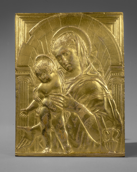 Follower of Donatello<br /><i>Madonna and Child within an Arch</i>, mid-15th century<br />Gilt bronze, 20.4 x 15.3 cm (8 x 6 in.)<br />National Gallery of Art, Washington, DC, Samuel H. Kress Collection<br />Image courtesy of the Board of Trustees, National Gallery of Art