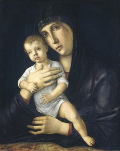 Giovanni Bellini<br /><i>Madonna and Child</i>, c. 1480/85<br />Oil on panel, 53.7 x 42.5 cm (21 1/8 x 16 3/4 in.)<br />National Gallery of Art, Washington, DC, Samuel H. Kress Collection<br />Image courtesy of the Board of Trustees, National Gallery of Art