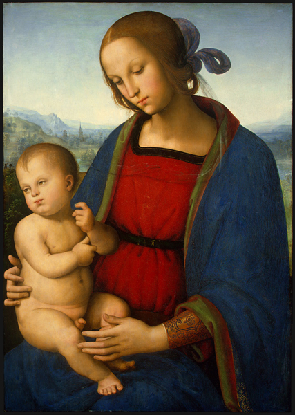 Perugino<br /><i>Madonna and Child</i>, c. 1500<br />Oil on panel, 70.2 x 50 cm (27 5/8 x 19 11/16 in.)<br />National Gallery of Art, Washington, DC, Samuel H. Kress Collection<br />Image courtesy of the Board of Trustees, National Gallery of Art