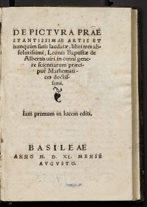 Title page from Leon Battista Alberti, <i>De Pictura (On Painting)</i><br />Published Basel, 1540<br />Library, National Gallery of Art, Washington, DC, David K. E. Bruce Fund<br />Image courtesy of the Board of Trustees, National Gallery of Art
