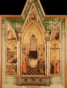 Follower of Bernardo Daddi<br /><i>The Aldobrandini Triptych</i>, c. 1336<br />Tempera on wood, 95.5 x 66 cm (37 1/2 x 26 in.)<br />Portland Art Museum, Gift of the Samuel H. Kress Collection