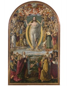 Benvenuto di Giovanni<br />Altarpiece for monastery of Sant’Eugenio, <i>Ascension of Christ</i> [main panel], 1491<br />Tempera on wood<br />Pinacoteca Nazionale, Siena