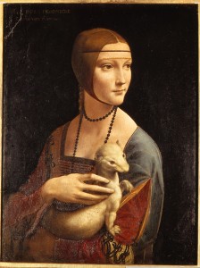 Leonardo da Vinci<br /><i>Lady with an Ermine (Portrait of Cecilia Gallerani)</i>, c. 1490<br />Oil on panel, 54.8 x 40.3 cm (21 5/8 x 15 7/8 in.)<br />Muzeum Czartoryskich, Krakow<br />Scala/Art Resource, NY