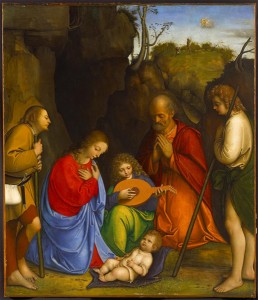 Giovanni Agostino da Lodi<br /><i>Adoration of the Shepherds</i>, c. 1505<br />Oil on panel, 100.3 x 86.4 cm (39 1/2 x 34 in.)<br />Allentown Art Museum, Samuel H. Kress Collection