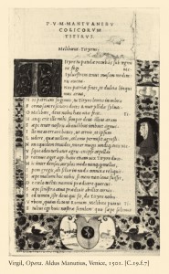 Page from Virgil, <i>Opera</i><br />Printed by Aldus Manutius, Venice, April 1501<br />Printed typeset<br />Bibliothèque nationale de France, Paris, Rés. p. Yc. 1265<br />The Art Archive at Art Resource, NY