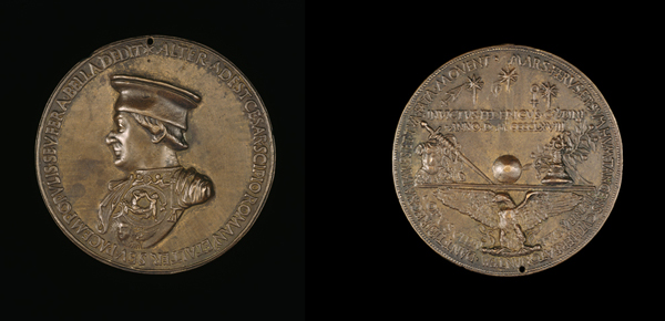 Clemente da Urbino<br /><i>Federigo da Montefeltro, (1422–82), Count of Urbino (1444), and Duke (1474)</i> [obverse]; <i>Eagle with Spread Wings Supporting Devices</i> [reverse], 1468<br />Bronze, diameter 9.4 cm (3 11/16 in.)<br />National Gallery of Art, Washington, DC, Samuel H. Kress Collection<br />Image courtesy of the Board of Trustees, National Gallery of Art