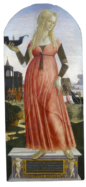 Neroccio de Landi<br /><i>Claudia Quinta</i>, c. 1490/95<br />Tempera on panel, 105 x 46 cm (41 5/16 x 18 1/8 in.)<br />National Gallery of Art, Washington, DC, Andrew W. Mellon Collection<br />Image courtesy of the Board of Trustees, National Gallery of Art