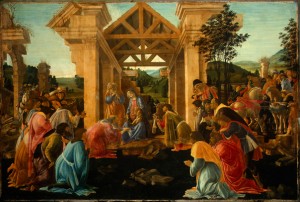 Sandro Botticelli<br /><i>The Adoration of the Magi</i>, c. 1478/82<br />Tempera and oil on panel, 70 x 104.2 cm (27 9/16 x 41 in.)<br />National Gallery of Art, Washington, DC, Andrew W. Mellon Collection<br />Image courtesy of the Board of Trustees, National Gallery of Art