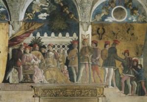 Andrea Mantegna<br /><i>The Court of the Gonzaga family</i>, 1465–75<br />Fresco<br />Camera Picta, Palazzo Ducale, Mantua<br />Scala/Art Resource, NY