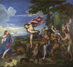 Titian<br /><i>Bacchus and Ariadne</i>, 1520–3<br />Oil on canvas, 176.5 x 191 cm (69.5 x 75.2 in.)<br />The National Gallery, London<br />© National Gallery, London/Art Resource, NY