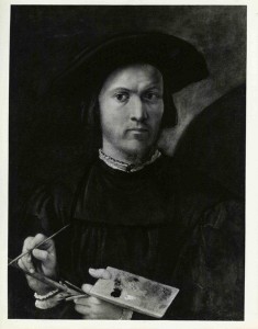 Franciabigio<br /><i>Self-Portrait</i>, c. 1516<br />Painting on wood, 57.8 x 44.4 cm (22 3/4 x 17 1/2 in.)<br />Sara Delano Roosevelt Memorial House, New York, Samuel H. Kress Collection