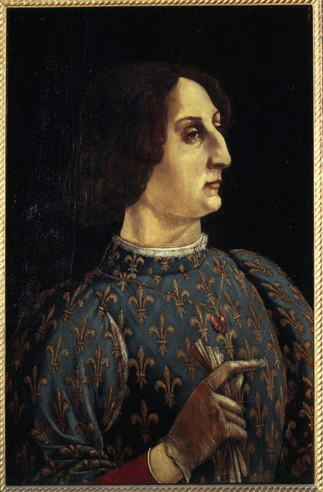 Antonio del Pollaiuolo and Piero Pollaiuolo<br /><i>Portrait of Galeazzo Maria Sforza</i>, c. 1471<br />Tempera on wood, 65 x 43 cm (25 3/5 x 16 9/10 in.)<br />Uffizi, Florence<br />Scala/Ministero per i Beni e le Attività Culturali/Art Resource, NY