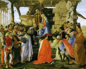 Sandro Botticelli Adoration of the Magi, c. 1473 Tempera on panel, 111 x 134 cm (43 7/10 x 52 4/5 in.) Uffizi, Florence  Alfredo Dagli Orti/The Art Archive at Art Resource, NY 