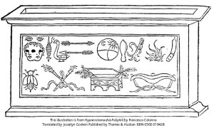 Francesco Colonna<br /><i>Sarcophagus with hieroglyph</i><br />Illustration from the <i>Hypnerotomachia Poliphili</i><br />Published by Aldine Press, Venice, 1499<br />Thames and Hudson, Ltd.