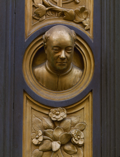 Lorenzo Ghiberti<br /><i>Self-portrait</i>, detail from the east Baptistery doors (<i>The Gates of Paradise</i>), 1424–52<br />Bronze, diameter approx. 5.8 cm (2 3/10 in.)<br />Baptistry of San Giovanni, Florence<br />Erich Lessing/Art Resource, NY