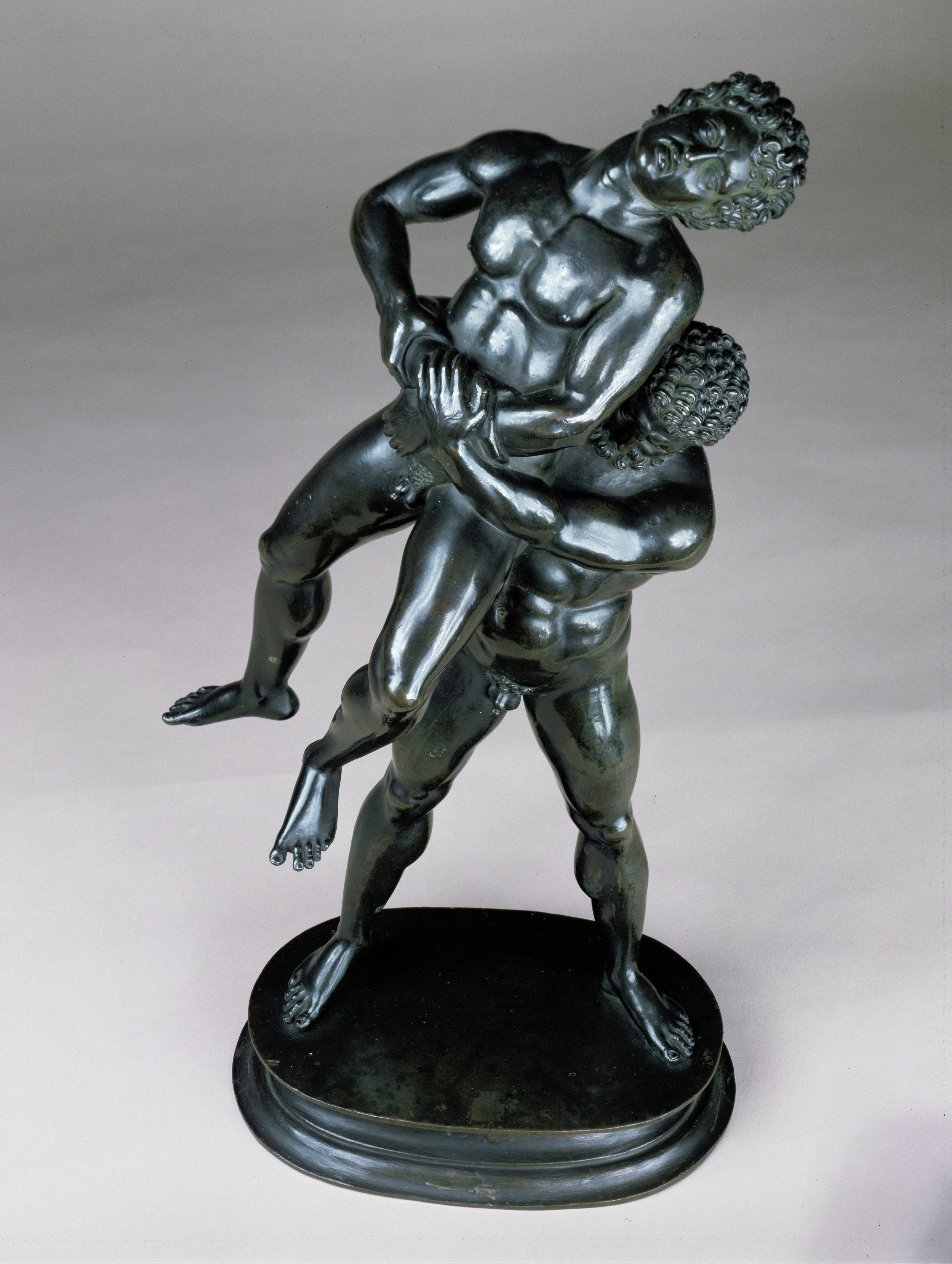 Antico<br /><i>Hercules and Antaeus</i>, 1519<br />Bronze, h. with base 39.6 cm (15 5/8 in.)<br />Kunsthistorisches Museum, Vienna, Kunstkammer<br />Erich Lessing/Art Resource, NY