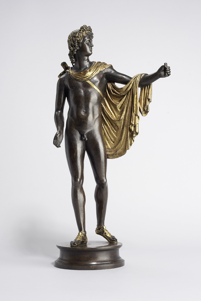 Antico<br /><i>Apollo Belvedere</i>, 1497–8<br />Bronze, partly gilded, eyes inlaid in silver, h. 41.3 cm (16 1/4 in.)<br />Leibieghaus Skulpturensammlung, Frankfurt<br />© Liebieghaus Skulpturensammlung/ARTOTHEK