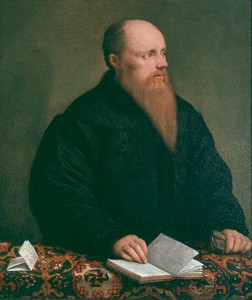 Jacopo Bassano<br /><i>Portrait of a Man of Letters</i>, c. 1540<br />Oil on canvas, 76.2 x 65.4 cm (30 x 25 7/10 in.)<br />Brooks Memorial Art Gallery, Memphis, Gift of the Samuel H. Kress Collection