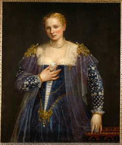 Paolo Veronese<br /><i>Portrait of a Woman, called “La bella Nani,”</i> c. 1560<br />Oil on canvas, 119 x 103 cm (46 9/10 x 40 3/5 in.)<br />Musée du Louvre, Paris<br />Erich Lessing/Art Resource, NY
