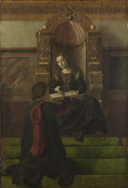 Joos (Justus) van Ghent (and workshop) Rhetoric, probably 1470s  Oil on poplar, 157.2 x 105.2 cm (61.9 x 41.4 in.) The National Gallery, London © National Gallery, London/Art Resource, NY 