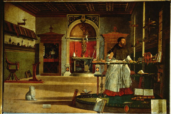 Vittore Carpaccio Saint Augustine’s Vision, presumably portrait of Cardinal Bessarion, c. 1502  Oil on canvas, 144 x 208 cm (56 7/10 x 81 9/10 in.) Scuola di S. Giorgio degli Schiavoni, Venice  Erich Lessing/Art Resource, NY